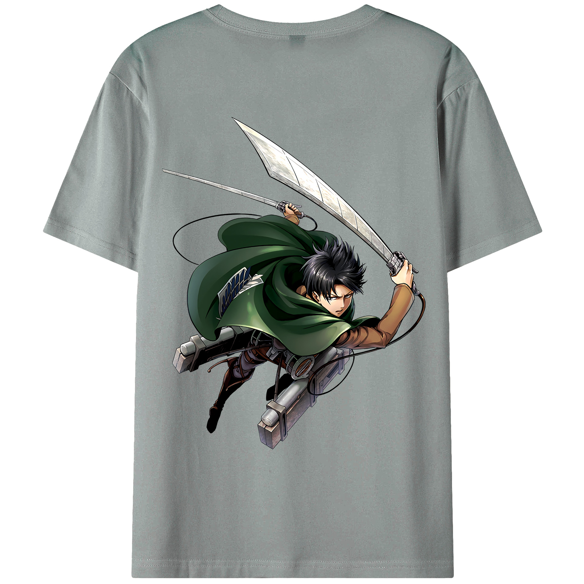 （画像用） 進撃の巨人 リヴァイ·アッカーマン Attack on Titan Levi Ackerman 綿100％ メンズ半袖Tシャツ（バックプリント） 通気性